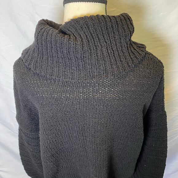 wonderly Women's Knit Cowl Neck Sweater Medium Black Soft Chenille Pullover - Picture 8 of 12